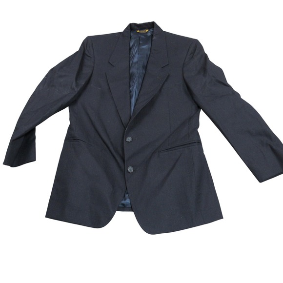 Adolfo Other - Adolfo Mens Black Pure Wool Herringbone Blazer Sport Coat Two Button Made in USA
